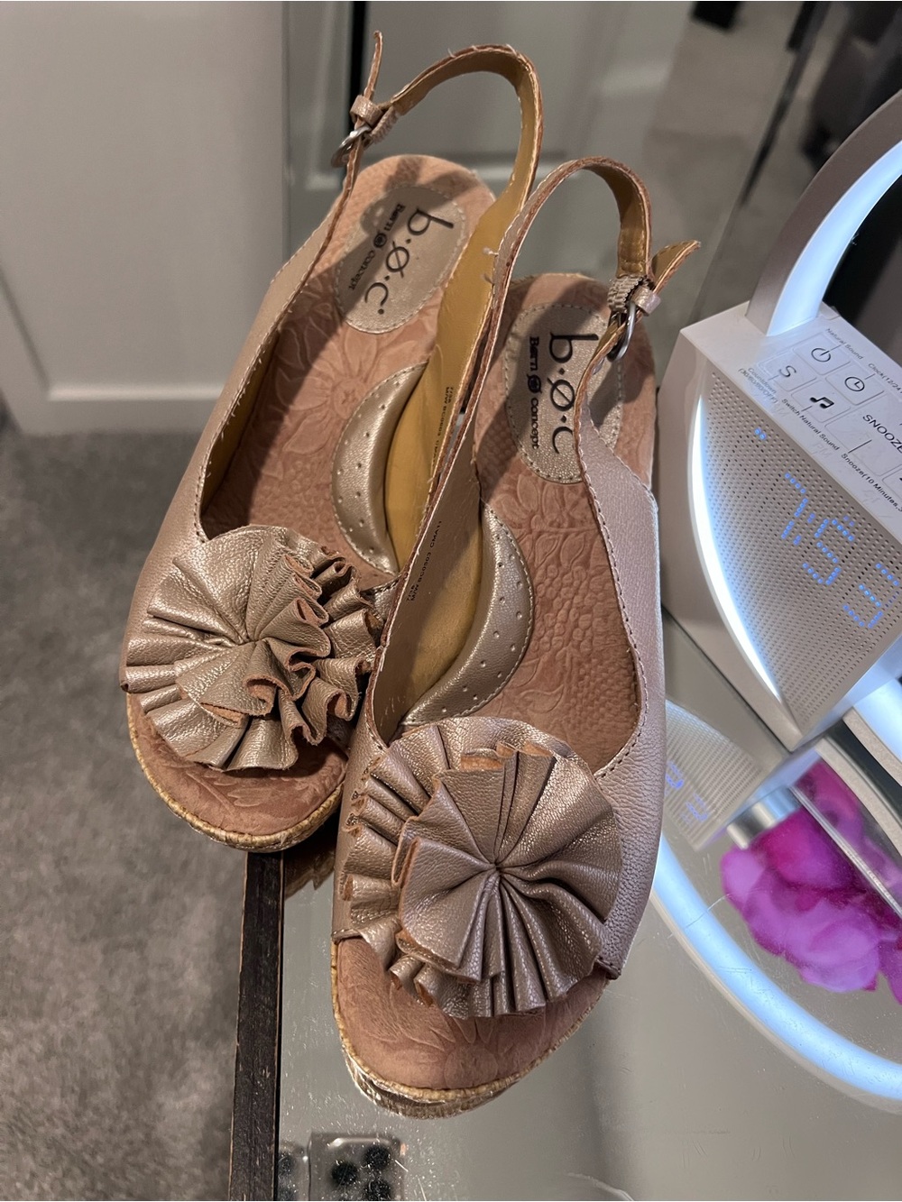 b.o.c. Beige Wedge Espadrille Slingback with Front Rosette - Picture 7 of 10